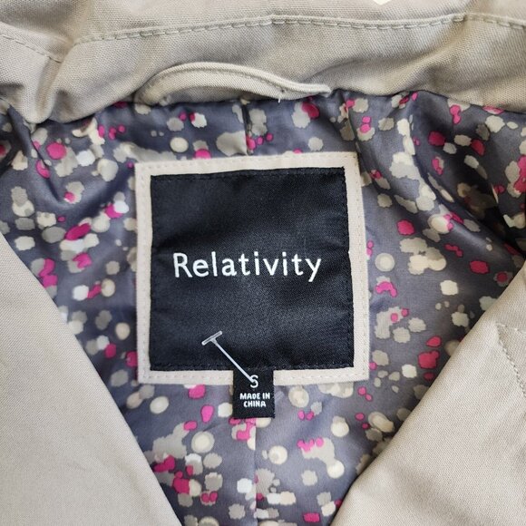 Relativty Jacket Coat Trench Sm Beige Colar Tie Waist Old Money Minimalist Clean - Picture 5 of 9